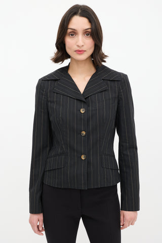 Dolce & Gabbana D&G Black Cotton Pinstripe Blazer