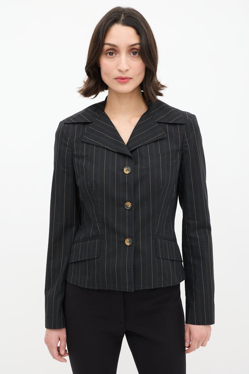 Dolce & Gabbana D&G Black Cotton Pinstripe Blazer