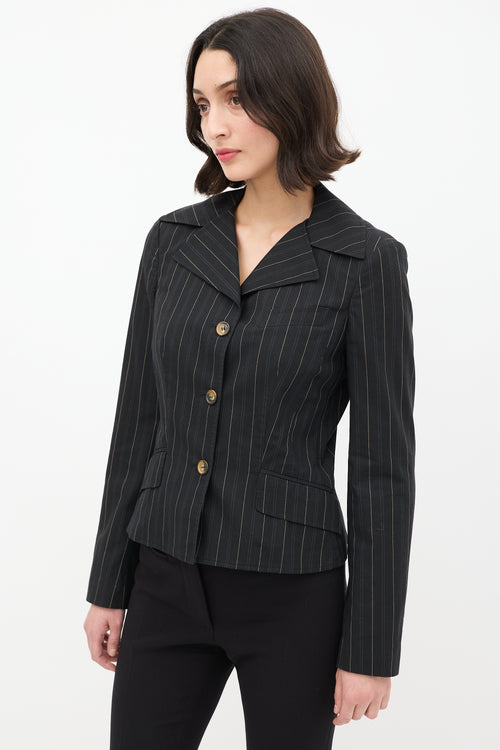 Dolce & Gabbana D&G Black Cotton Pinstripe Blazer