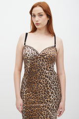 Dolce & Gabbana D&G Brown Cotton Printed Midi Dress