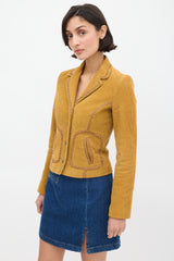 Dolce & Gabbana D&G Brown Corduroy & Leather Stitch Blazer