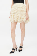 Dolce & Gabbana D&G Cream Tulle Ruffled Mini Skirt