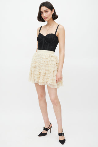 Dolce & Gabbana D&G Cream Tulle Ruffled Mini Skirt