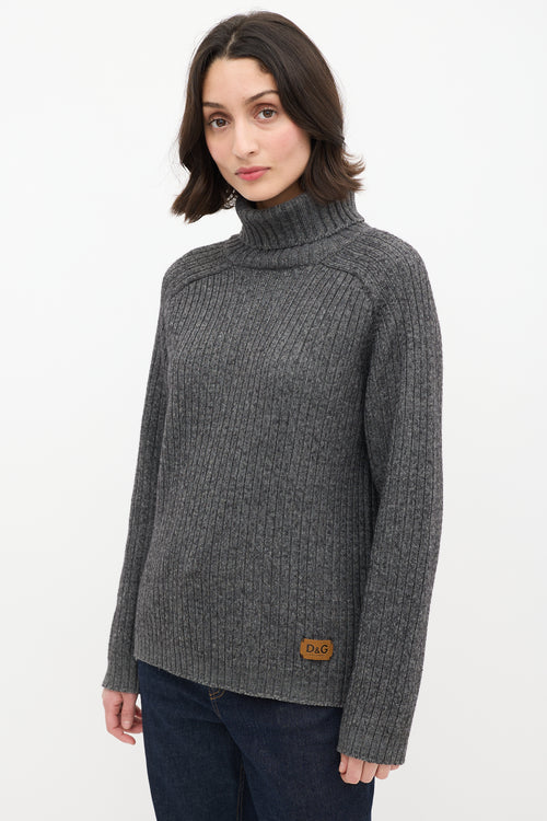 Dolce & Gabbana D&G Dark Grey Wool Turtleneck Sweater