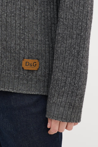 Dolce & Gabbana D&G Dark Grey Wool Turtleneck Sweater