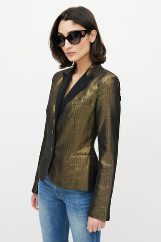 Dolce & Gabbana D&G Gold Brocade Peak Lapel Blazer