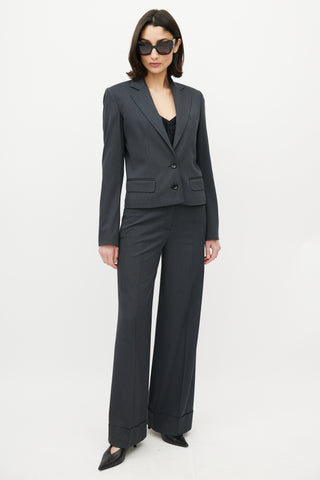 Dolce & Gabbana D&G Grey & Blue Pinstripe Pant Suit