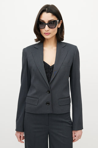 Dolce & Gabbana D&G Grey & Blue Pinstripe Pant Suit
