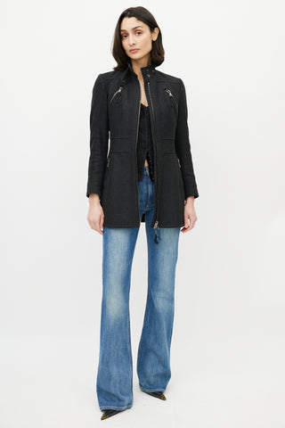 Dolce & Gabbana D&G Grey Wool Zip Long Jacket