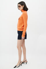 Dolce & Gabbana D&G Orange Knit Logo Turtleneck Sweater
