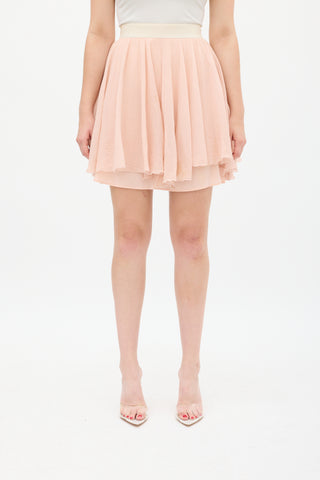 Dolce & Gabbana D&G Pink Plissé Mini Circle Skirt