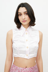 Dolce & Gabbana D&G Pink Satin Cropped Shirt