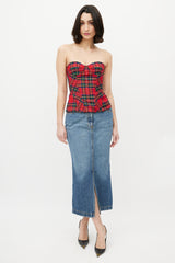Dolce & Gabbana D&G Red & Green Plaid Bustier
