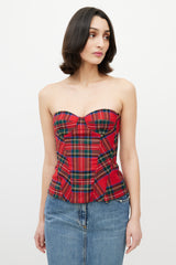 Dolce & Gabbana D&G Red & Green Plaid Bustier