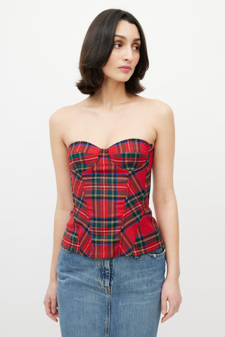 Dolce & Gabbana D&G Red & Green Plaid Bustier