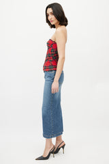 Dolce & Gabbana D&G Red & Green Plaid Bustier