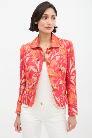 Dolce & Gabbana D&G Fuchsia & Orange Floral Brocade Jacket