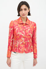 Dolce & Gabbana D&G Fuchsia & Orange Floral Brocade JacketDolce & Gabbana White & Gold Trim Slim Leg Jeans