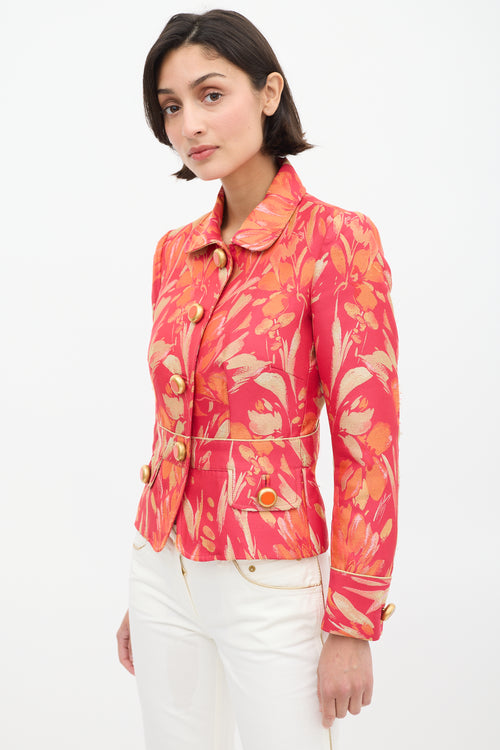 Dolce & Gabbana D&G Fuchsia & Orange Floral Brocade Jacket