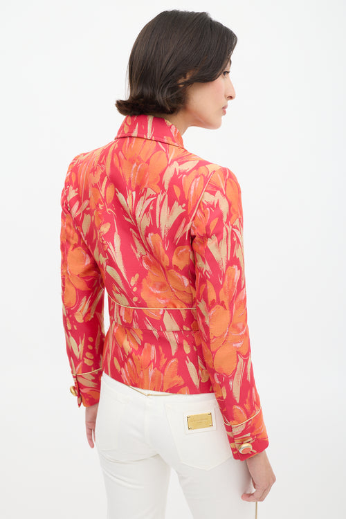 Dolce & Gabbana D&G Fuchsia & Orange Floral Brocade Jacket