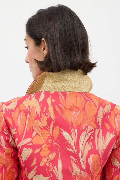 Dolce & Gabbana D&G Fuchsia & Orange Floral Brocade Jacket