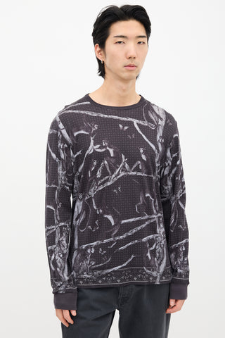 Dolce & Gabbana Dark Grey Graphic Long Sleeve T-Shirt