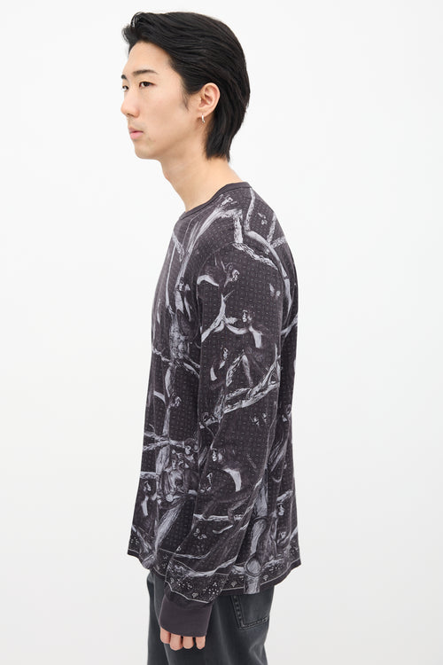 Dolce & Gabbana Dark Grey Graphic Long Sleeve T-Shirt