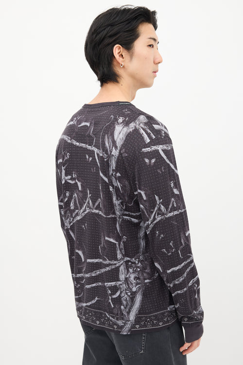 Dolce & Gabbana Dark Grey Graphic Long Sleeve T-Shirt