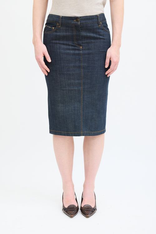 Dolce & Gabbana Dark Wash Denim Pencil Skirt