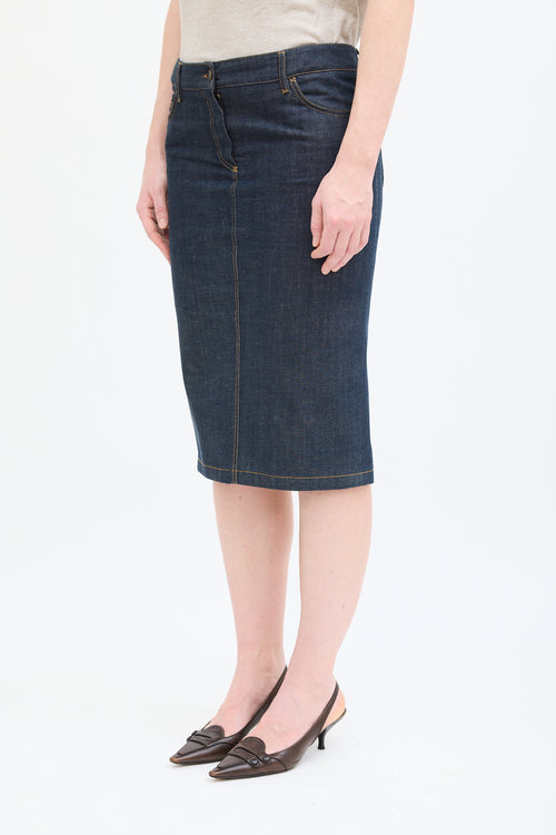 Dolce & Gabbana Dark Wash Denim Pencil Skirt