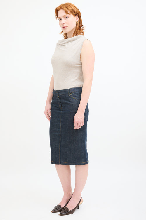 Dolce & Gabbana Dark Wash Denim Pencil Skirt