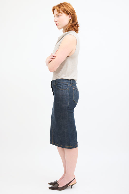 Dolce & Gabbana Dark Wash Denim Pencil Skirt