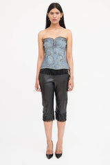 Dolce & Gabbana Leather Embellished Capri Pant