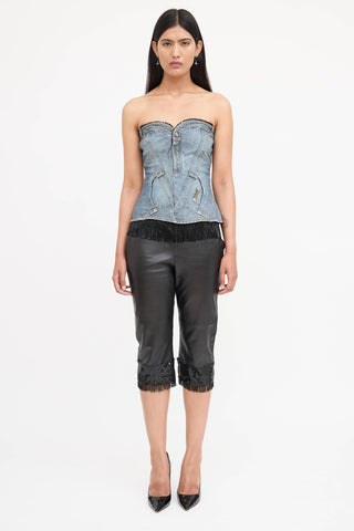 Dolce & Gabbana Leather Embellished Capri Pant