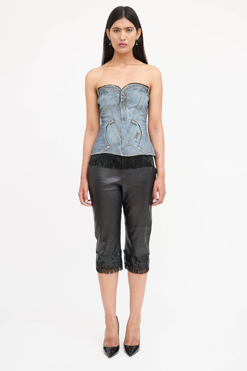Dolce & Gabbana Leather Embellished Capri Pant