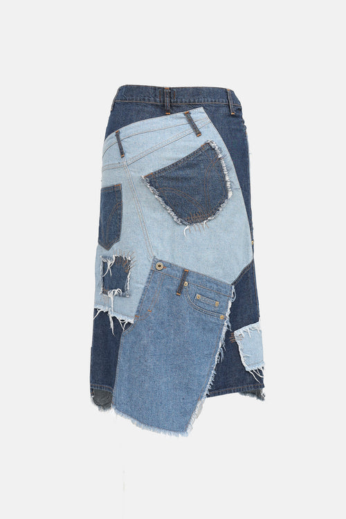 C. 2000s Denim Patchwork Midi Skirt