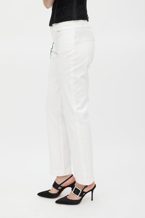Dolce & Gabbana Denim White & Multicolour Floral Applique Girly Jeans