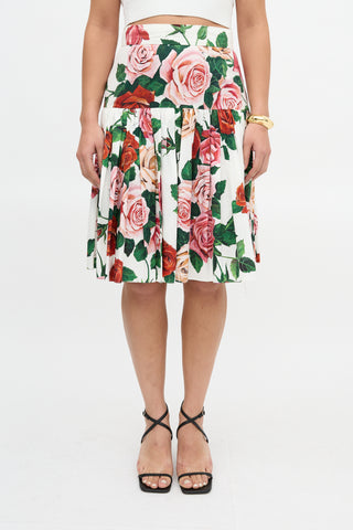 Dolce & Gabbana Drop Waist Rose Skirt
