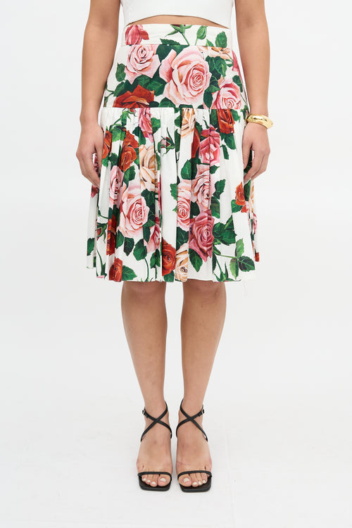 Dolce & Gabbana Drop Waist Rose Skirt