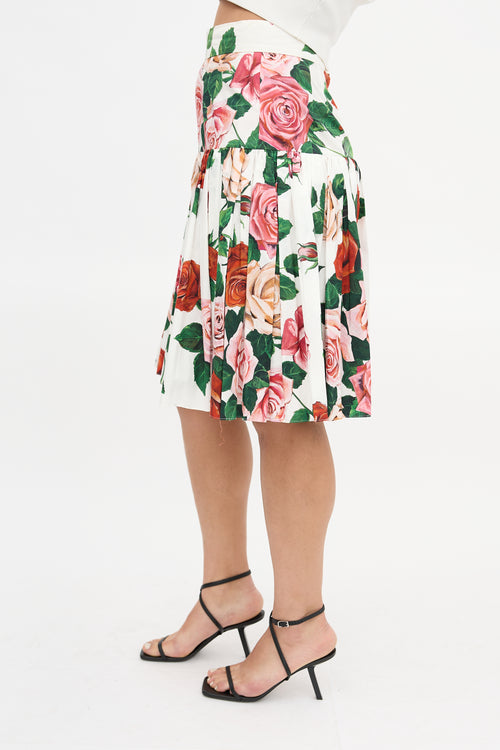 Dolce & Gabbana Drop Waist Rose Skirt