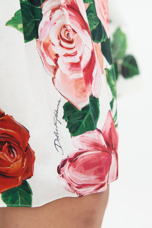 Dolce & Gabbana Drop Waist Rose Skirt