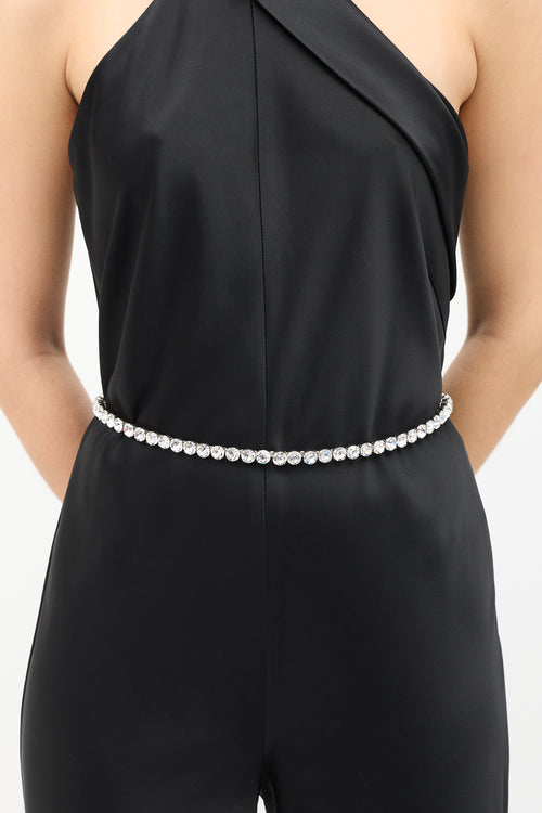 Dolce & Gabbana FW 2018 Black Suede & Crystal Waist Belt