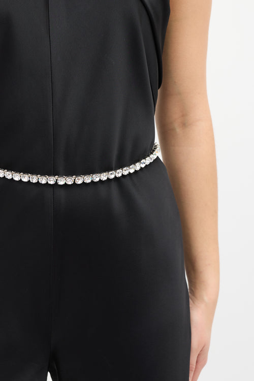 Dolce & Gabbana FW 2018 Black Suede & Crystal Waist Belt