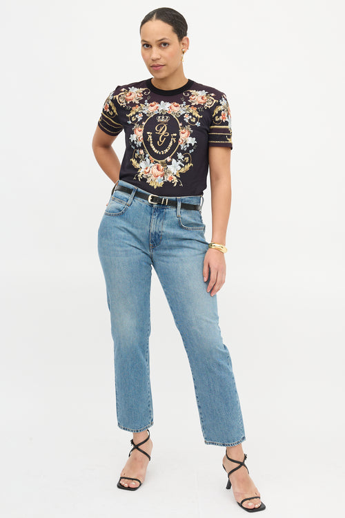 Dolce & Gabbana Floral Crest T-Shirt