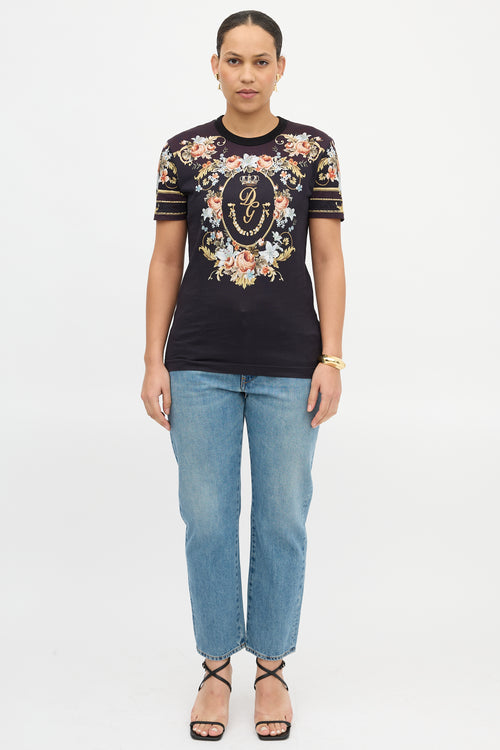 Dolce & Gabbana Floral Crest T-Shirt