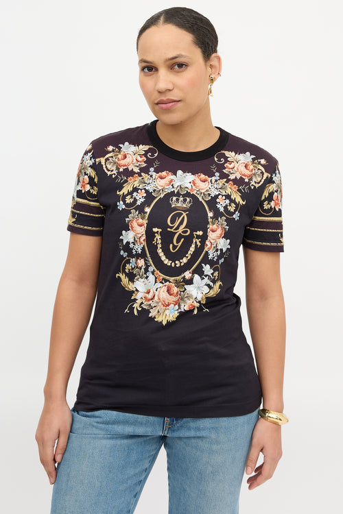 Dolce & Gabbana Floral Crest T-Shirt