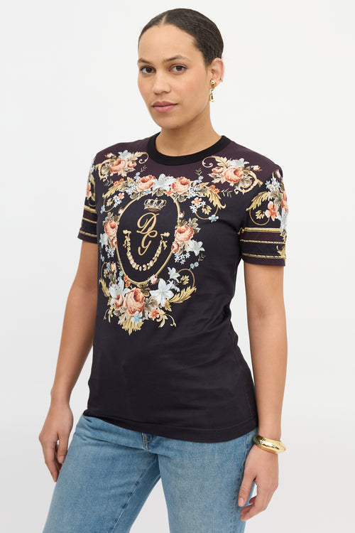 Dolce & Gabbana Floral Crest T-Shirt