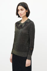 Dolce & Gabbana Gold & Black Floral Glitter Sweater
