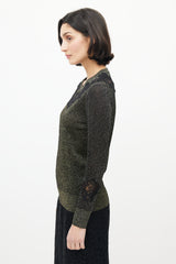 Dolce & Gabbana Gold & Black Floral Glitter Sweater