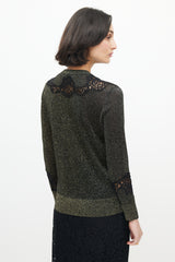 Dolce & Gabbana Gold & Black Floral Glitter Sweater
